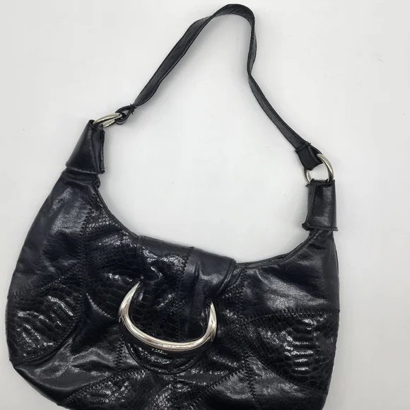 Vintage Fiorelli Black Y2K Patchwork Vinyl Shoulder Bag - Picture 14 of 16